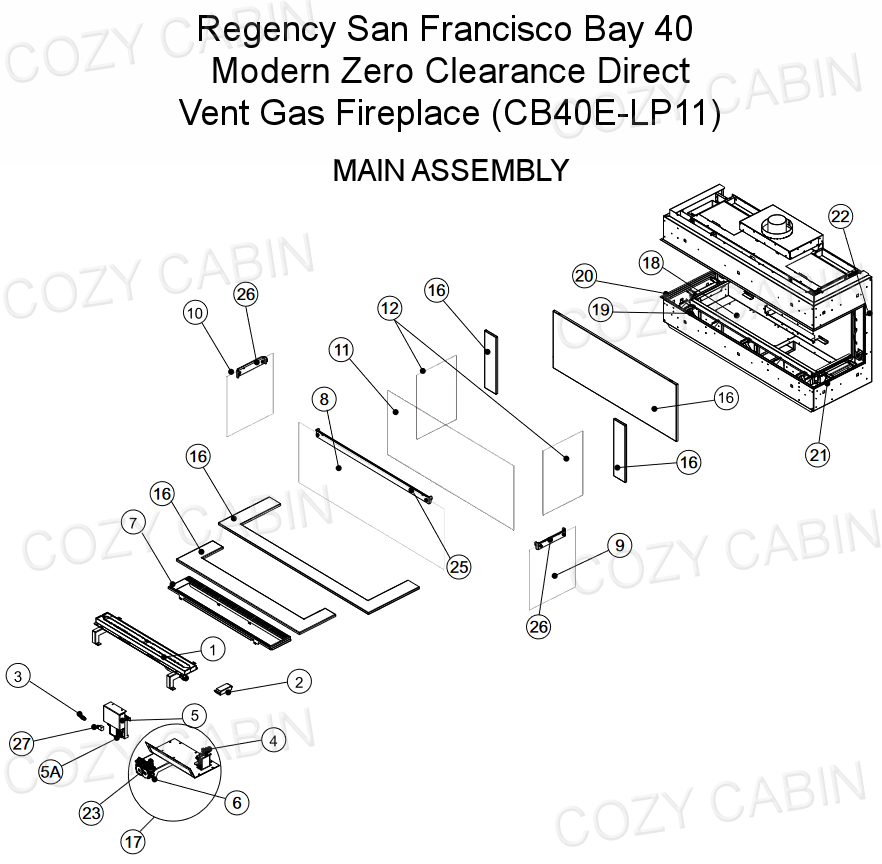 Regency San Francisco Bay 40 Modern Zero Clearance Direct Vent Propane Gas Fireplace (CB40E-LP11) #CB40E-LP11